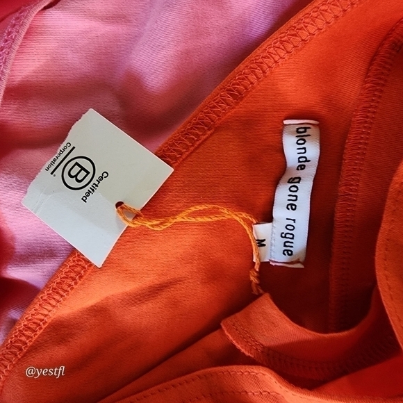 NWT blonde gone rogue Vanity Slit Jersey Top In Pink And Red M - Picture 5 of 6